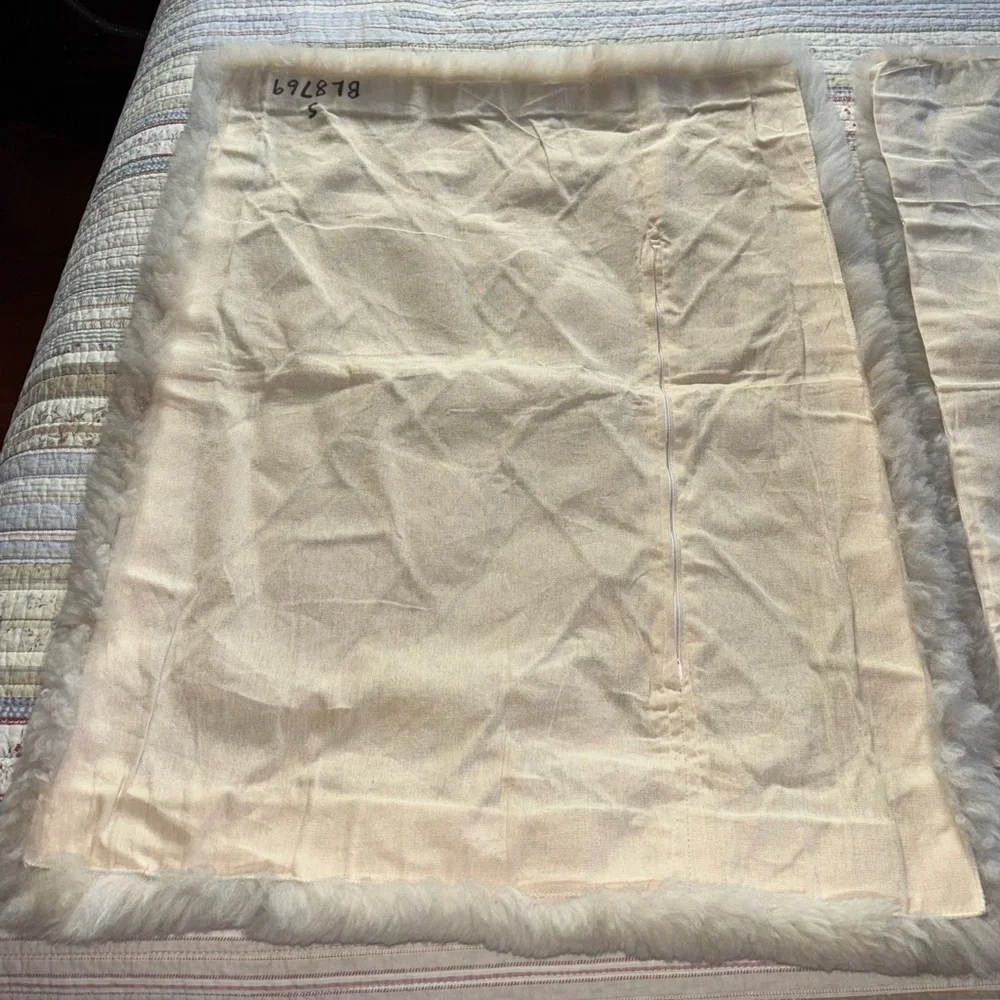 Luxurious 100% Alpaca Fur Accent Pillow Cases - Cream and Brown